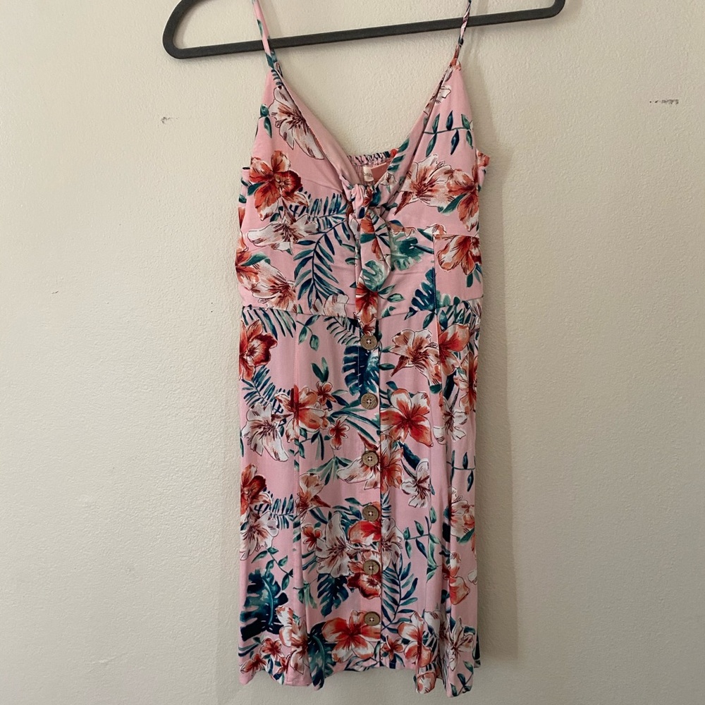Pink floral mini dress